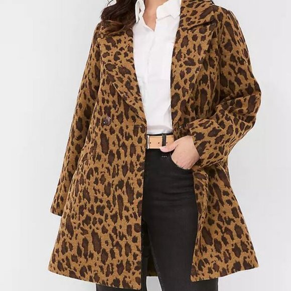 Leopard Print Double-Breasted Coat - Picture 2 of 10